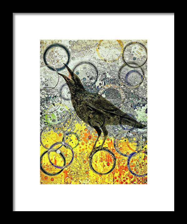 Raven Framed Print featuring the mixed media Balancing Act No. 2 by Sandra Selle Rodriguez