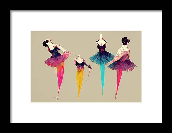 Picture Framed Print featuring the painting Ballerina Chain Gang Vector Art Cmyk Bfc4d66e 4484 4ca6 B5bd 7c276a66fe78 by MotionAge Designs