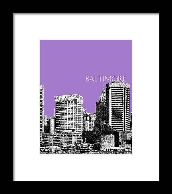Architecture Framed Print featuring the digital art Baltimore Skyline 1 - Violet by DB Artist