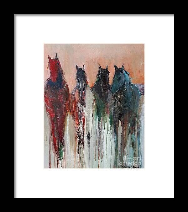 Abstract Framed Print featuring the painting Band of Brothers by Cher Devereaux