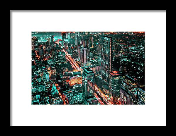 Aerial Framed Print featuring the photograph Bangkok City by Manjik Pictures