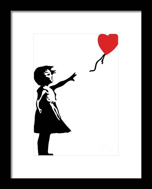 Banksy Girl Heart Balloon Framed Print by Banksy - Pixels Merch
