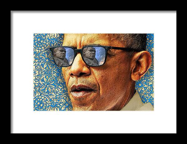 President Framed Print featuring the painting Barack Obama Martin Luthor King by Tony Rubino