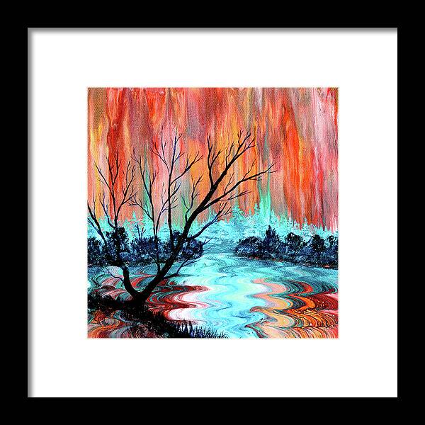 Marys River Framed Print featuring the painting Bare Tree by Mary's River by Laura Iverson