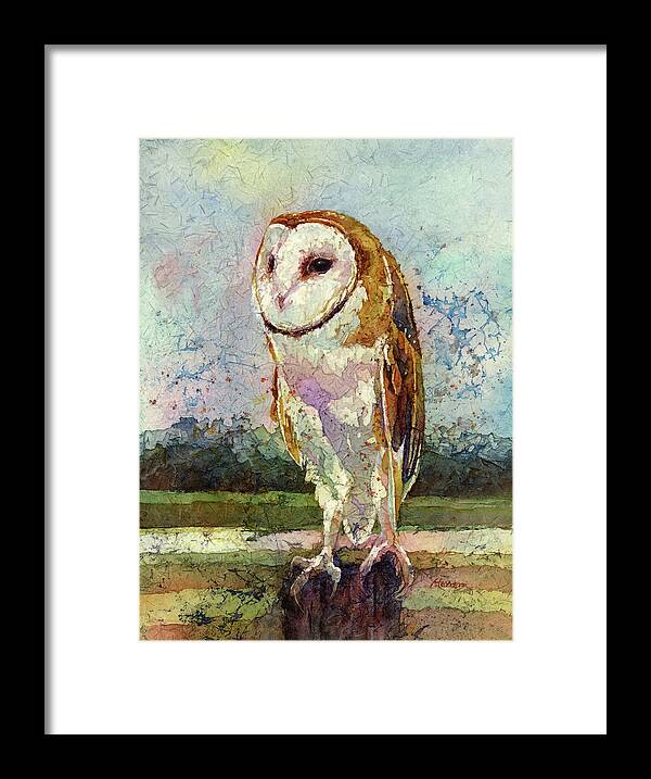 Owl Framed Print featuring the painting Barn Owl by Hailey E Herrera