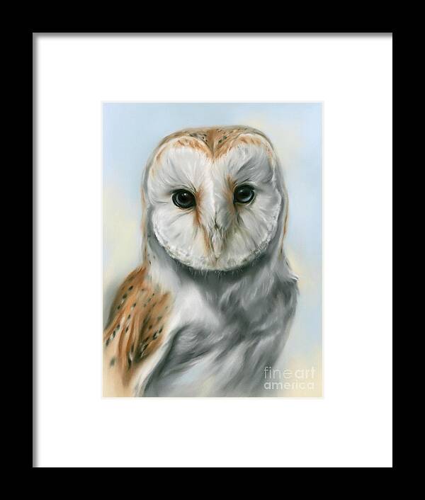 Bird Framed Print featuring the painting Barn Owl Perceptive Gaze by MM Anderson