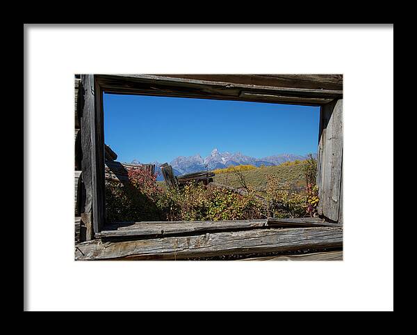 Barn Window Mountain View Framed Print featuring the photograph Barn Window Mountain View by Dan Sproul