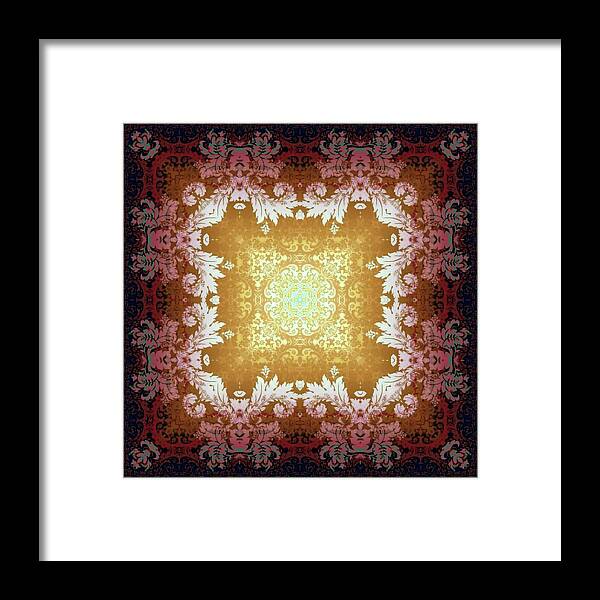 Digital Framed Print featuring the digital art Baroque Kaleidoscope Busted Grunge by Charmaine Zoe