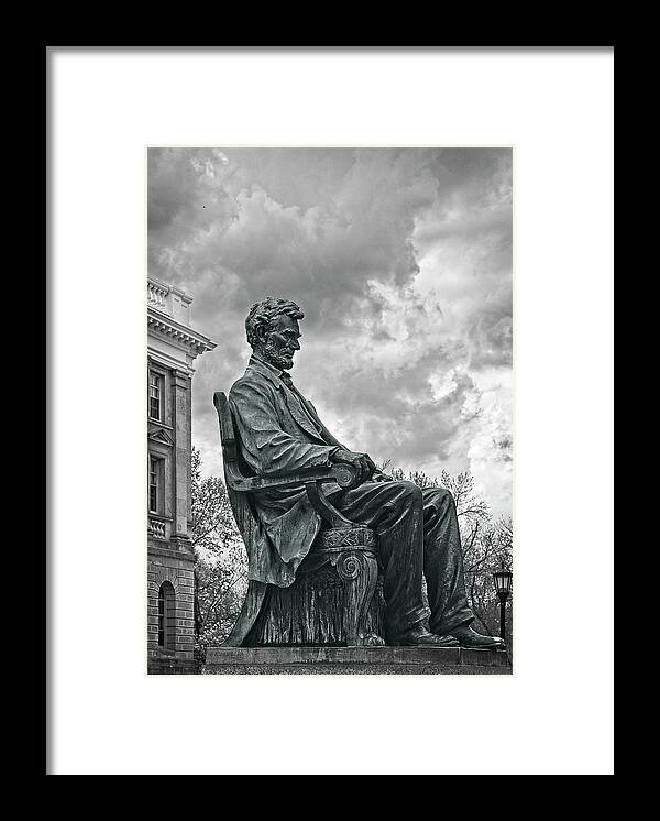 Wisconsin Framed Print featuring the photograph Bascom Hall Lincoln Statue 3 UW Madison - Wisconsin by Steven Ralser