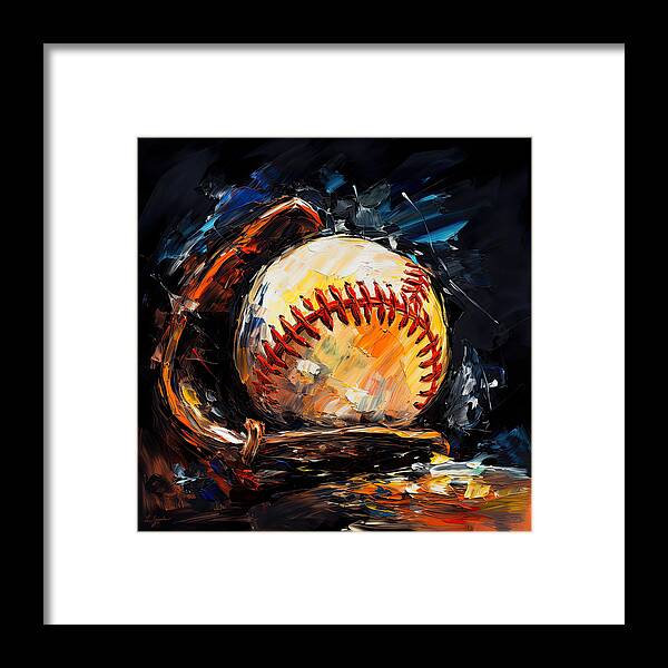 Baseball Framed Print featuring the digital art Baseball V by Lourry Legarde