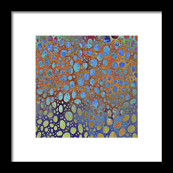 Circles Framed Print featuring the digital art BASIC INSTINCT Abstract Multi Colored Blue Orange by Lynnie Lang
