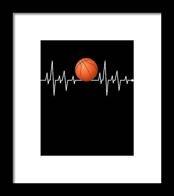 Basketball Mom Gift Framed Print featuring the digital art Basketball Heartbeat by Jacob Zelazny