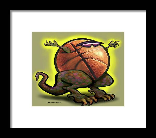 Basketball Framed Print featuring the digital art Basketball Saurus Rex by Kevin Middleton