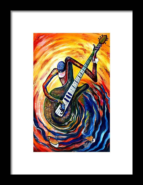 Bass Guitar Framed Print featuring the painting Bass Man by Arthur Covington