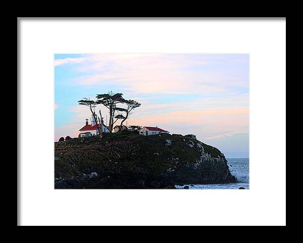 Battery Point Framed Print featuring the photograph Battery Point Lighthouse Morning Skies by Cathy Anderson