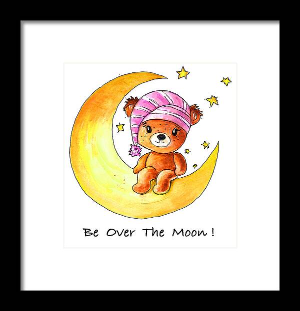 Bear Framed Print featuring the painting Be Over The Moon by Miki De Goodaboom