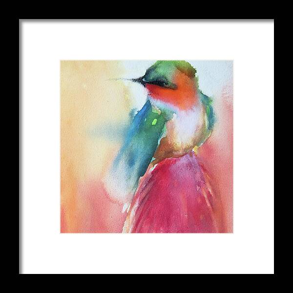 Hummingbird Framed Print featuring the painting Be Still And Know by Jani Freimann