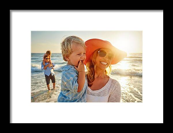 Young Men Framed Print featuring the photograph Beach + sun + fun = summer by Gradyreese