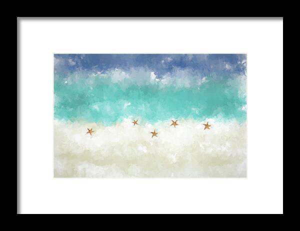 Starfish Framed Print featuring the photograph Beach Abstract with Starfish by Alison Frank
