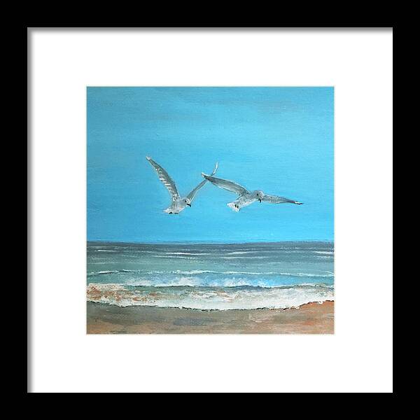  Framed Print featuring the painting Beach Buddies by Linda Bailey