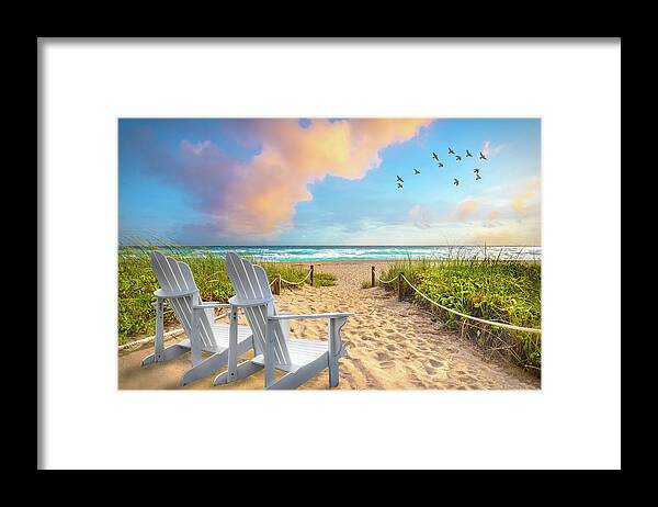Chairs Framed Print featuring the photograph Beach Glow by Debra and Dave Vanderlaan