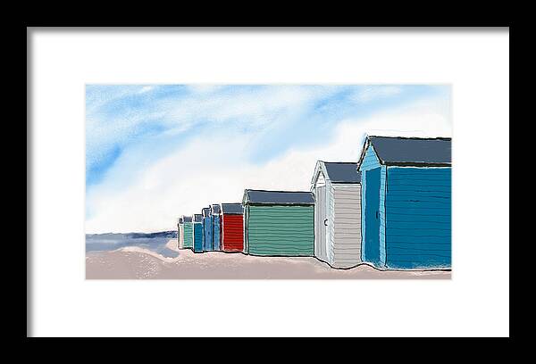 Beach Framed Print featuring the digital art Beach Huts by John Mckenzie