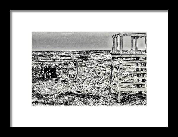 Painterly Framed Print featuring the photograph Beach is Closed by Jim Signorelli