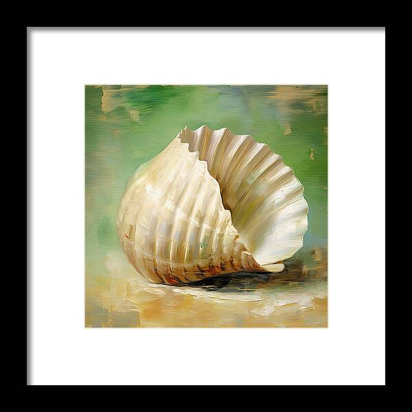 Seashell Framed Print featuring the digital art Beach Memoirs - Seashell Painting by Lourry Legarde