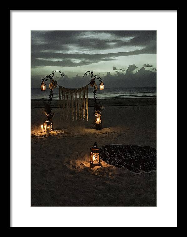 Sunset Framed Print featuring the photograph Beach Night Romance by Portia Olaughlin