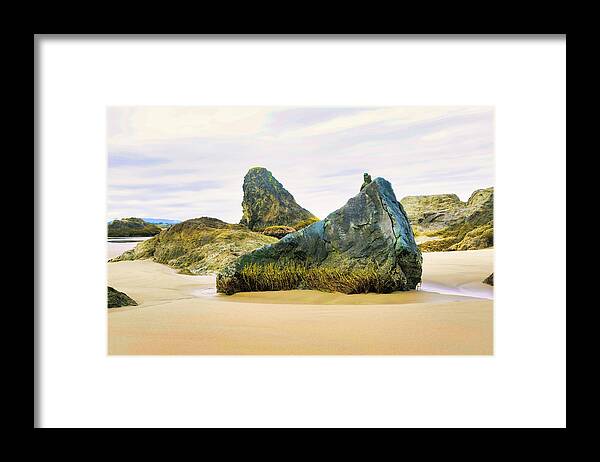 Bandon Framed Print featuring the photograph Beach Rocks by Jerry Cahill