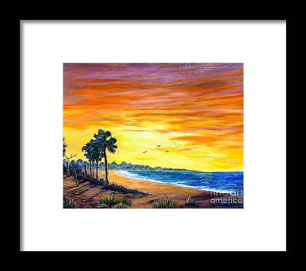 Beach Framed Print featuring the painting Beach Sunrise by Jerry Walker