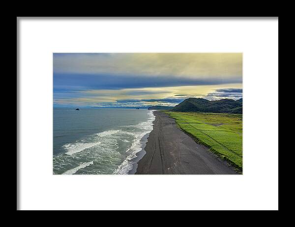Beach Framed Print featuring the photograph Beach with black sand on Kamchatka by Mikhail Kokhanchikov
