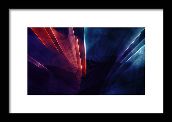 Event Framed Print featuring the photograph Beams of coloured light, illustration by Eduard Muzhevskyi / Science Photo Library