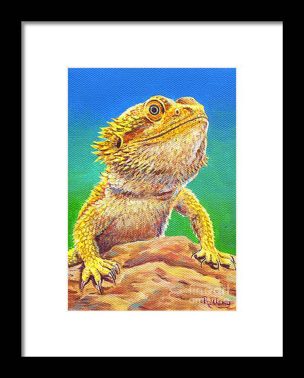 Bearded Dragon Framed Print featuring the painting Bearded Dragon Portrait by Rebecca Wang
