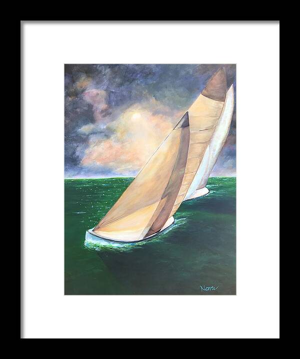 Sailboats Framed Print featuring the painting Beating to Home by Deborah Naves