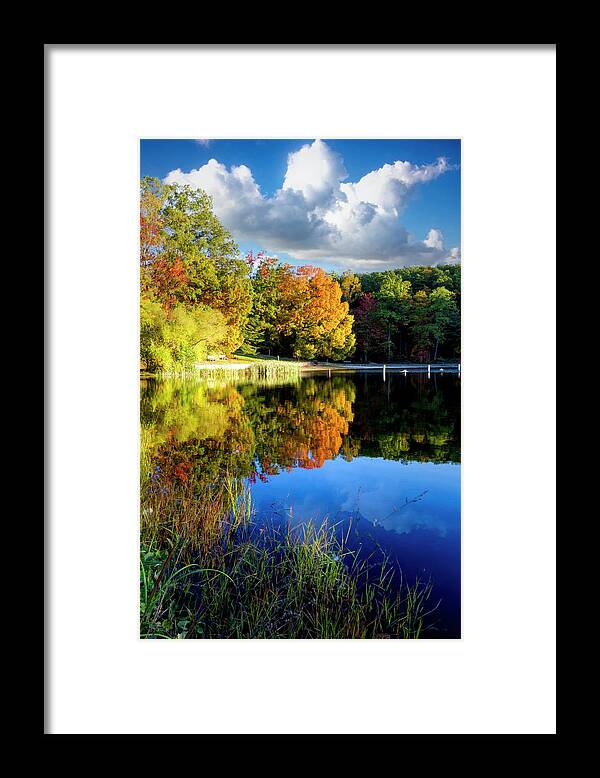 Benton Framed Print featuring the photograph Beautiful Autumn Lake Reflections Smoky Mountains by Debra and Dave Vanderlaan