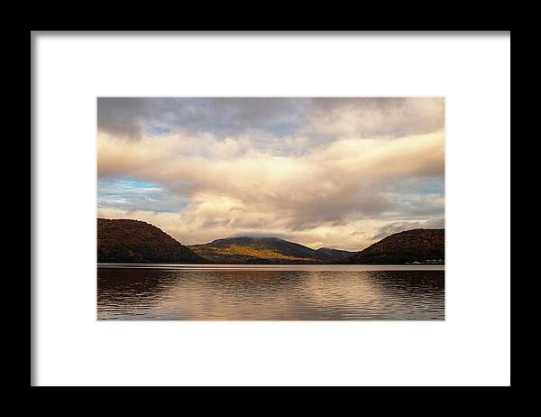 Hudson Valley Framed Print featuring the photograph Beautiful Autumn Mountain Sunrise in NY by Auden Johnson