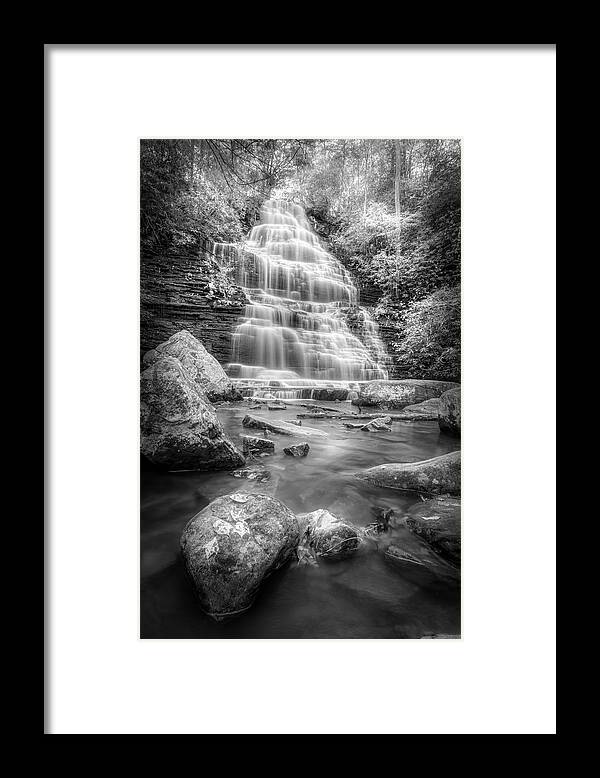 Benton Framed Print featuring the photograph Beautiful Benton Waterfall Black and White by Debra and Dave Vanderlaan
