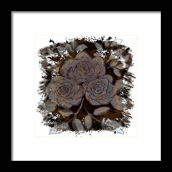 Plants Framed Print featuring the digital art Beautiful Brown and Gray Rose Fossil by Delynn Addams