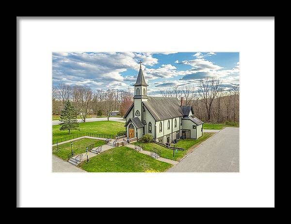 Holy Trinity Church Framed Print featuring the photograph Beautiful Day to Reflect by Veterans Aerial Media LLC