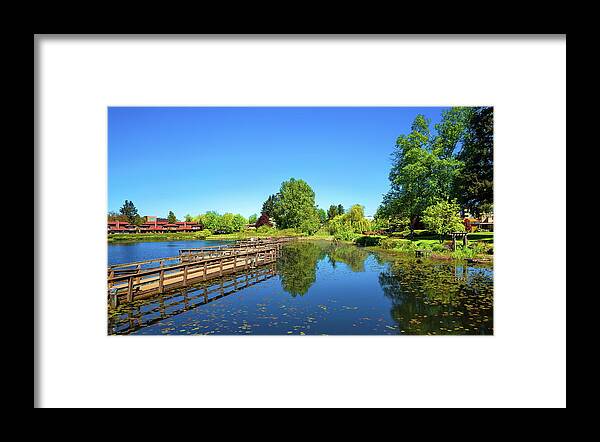 Alex Lyubar Framed Print featuring the photograph Beautiful lake at the Residential District by Alex Lyubar