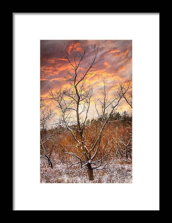 Carolina Framed Print featuring the photograph Beautiful Morning Sky at the First Snow by Debra and Dave Vanderlaan