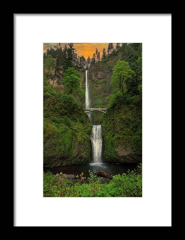 Beautiful Multnomah Falls Framed Print featuring the photograph Beautiful Multnomah Falls by Jerry Cahill