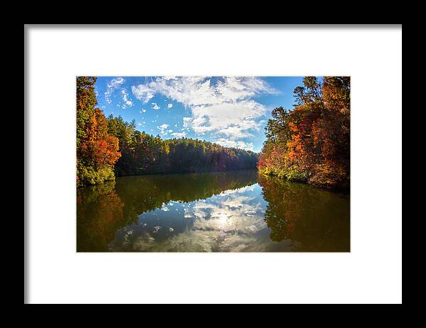 Carolina Framed Print featuring the photograph Beautiful Reflections at the Lake by Debra and Dave Vanderlaan