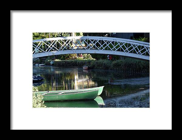 Venice Framed Print featuring the photograph Beautiful reflections in a river under a bridge by Mark Stout