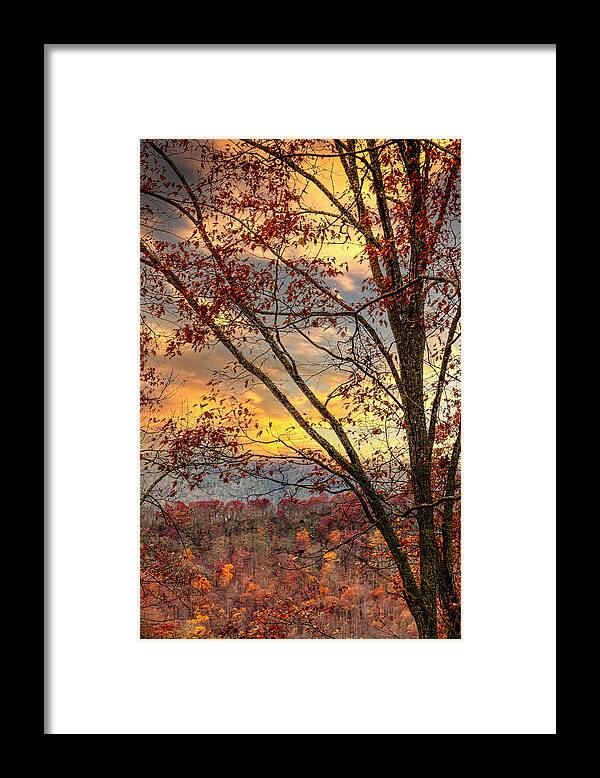 Andrews Framed Print featuring the photograph Beautiful Sunset over the Smoky Mountains by Debra and Dave Vanderlaan