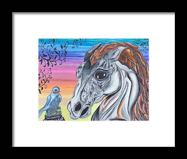 Sunset Framed Print featuring the painting Beauty and the Beast by Tara Strange Dunbar