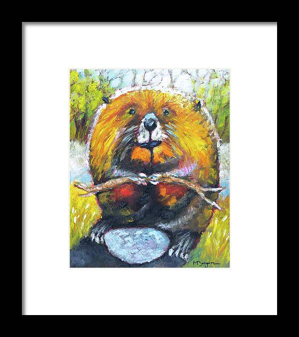 Beaver Framed Print featuring the painting Beaver by Mike Bergen