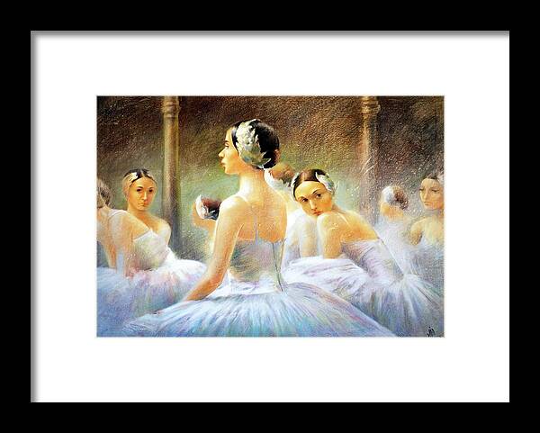 Ballerina Framed Print featuring the painting Behind the scenes by Vali Irina Ciobanu