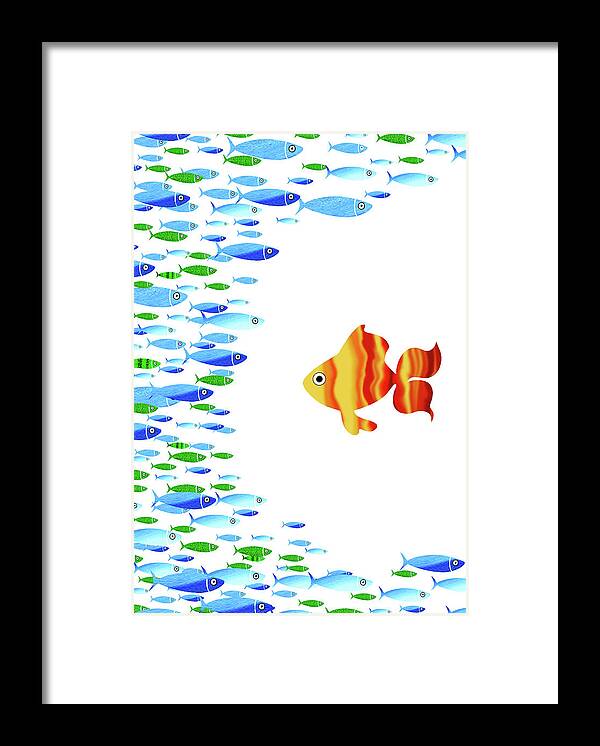 Fish Framed Print featuring the mixed media Being Different by Andrew Hitchen